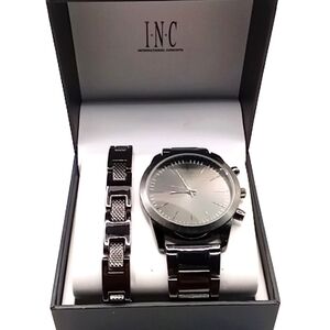 Mens INC International Concepts Gunmetal Tone Watch And Bracelet Set